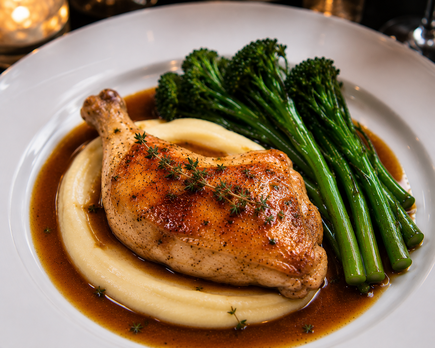 Chicken Supreme (Parsnip Puree, Broccolini, Thyme Pan au Jus (GF))